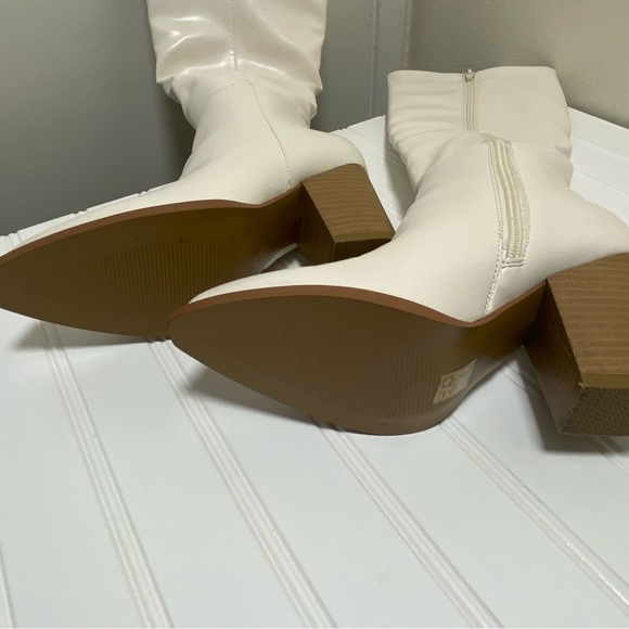 Elegant off-White,6,Knee-High Women's Boots,block heel,vegan leather,pointed toe - Picture 6 of 8